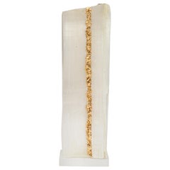 Ruler Selenite with Gold Leaf on a Lucite Base