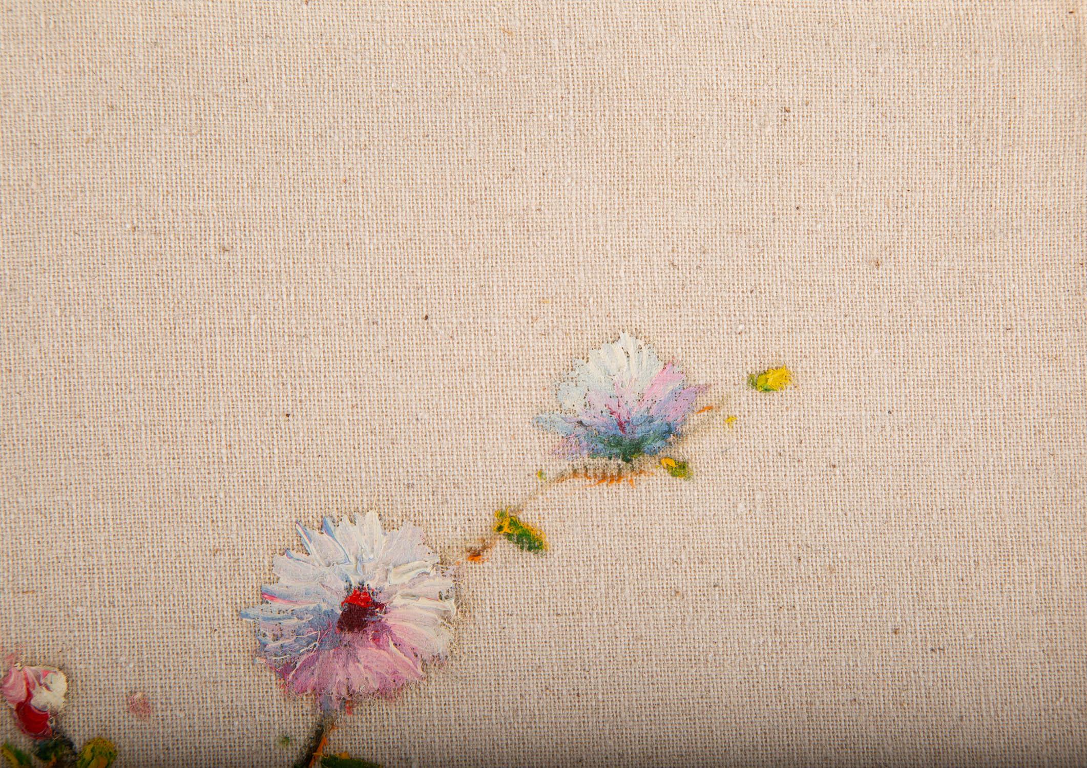 Rulin Xian Modernistisches Original Ölgemälde auf Leinwand „Small Flowers 1“, Rulin Xian im Angebot 2