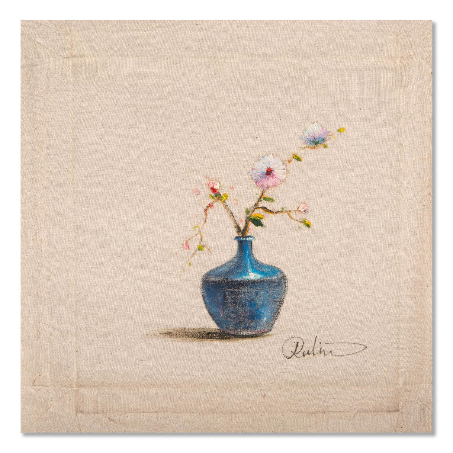 Rulin Xian Modernistisches Original Ölgemälde auf Leinwand „Small Flowers 1“, Rulin Xian im Angebot 7