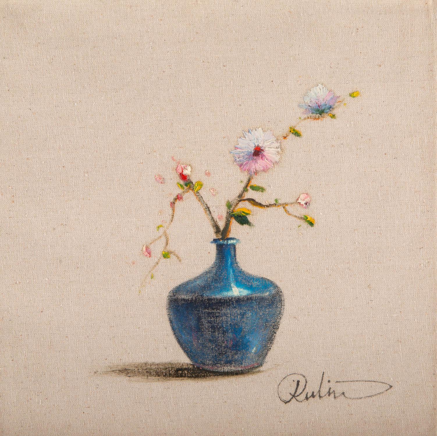 Rulin Xian Modernistisches Original Ölgemälde auf Leinwand „Small Flowers 1“, Rulin Xian
