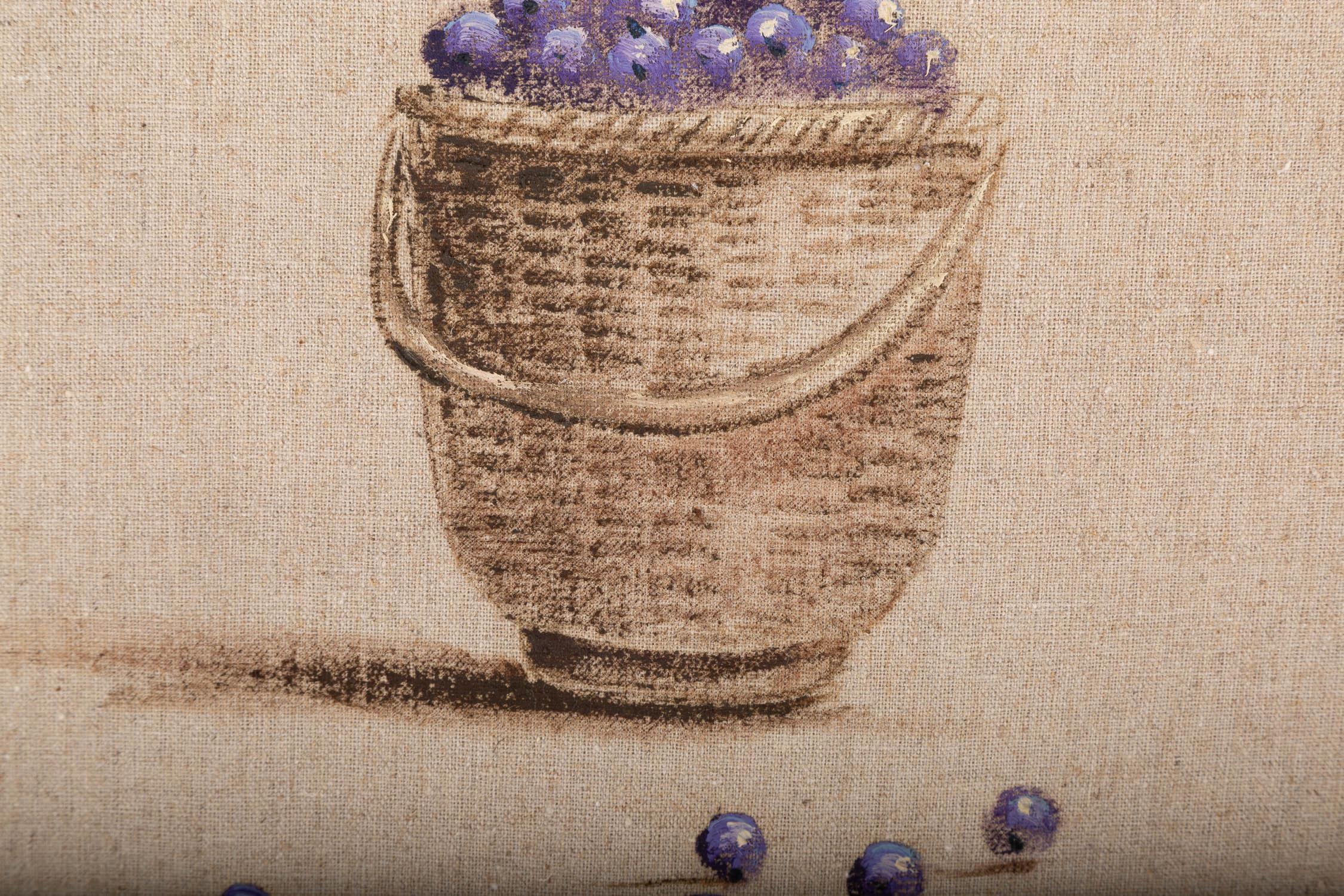Rulin Xian Stillleben, Original, Ölgemälde auf Leinwand, „Basket of Grapes“, Rulin Xian im Angebot 4