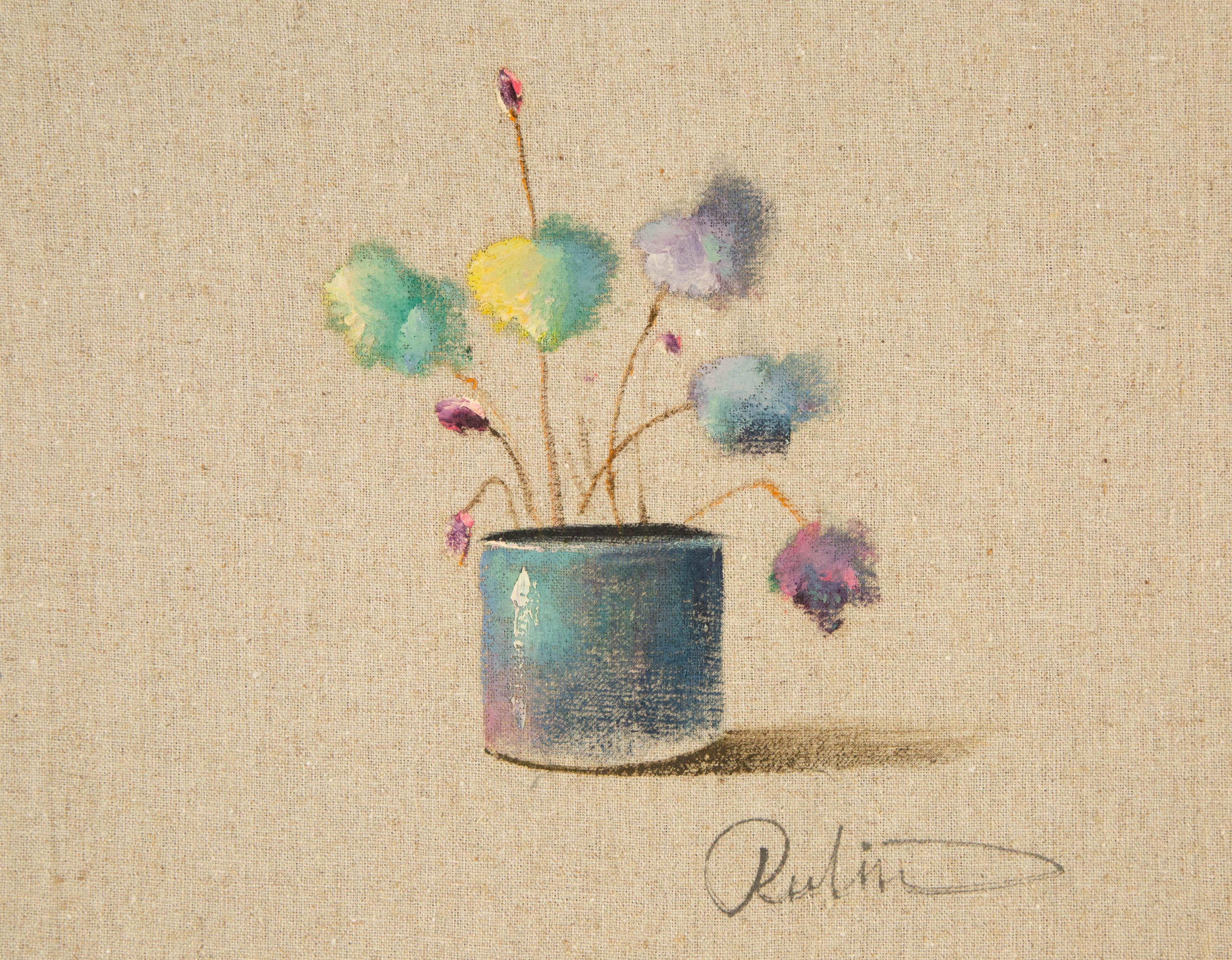 Rulin Xian Stillleben, Original, Öl auf Leinwand, „Blaue Glasur, Porzellan Serie II“, Rulin Xian