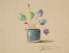 Rulin Xian Bodegón Óleo original sobre lienzo "Serie de porcelana vidriada azul II"