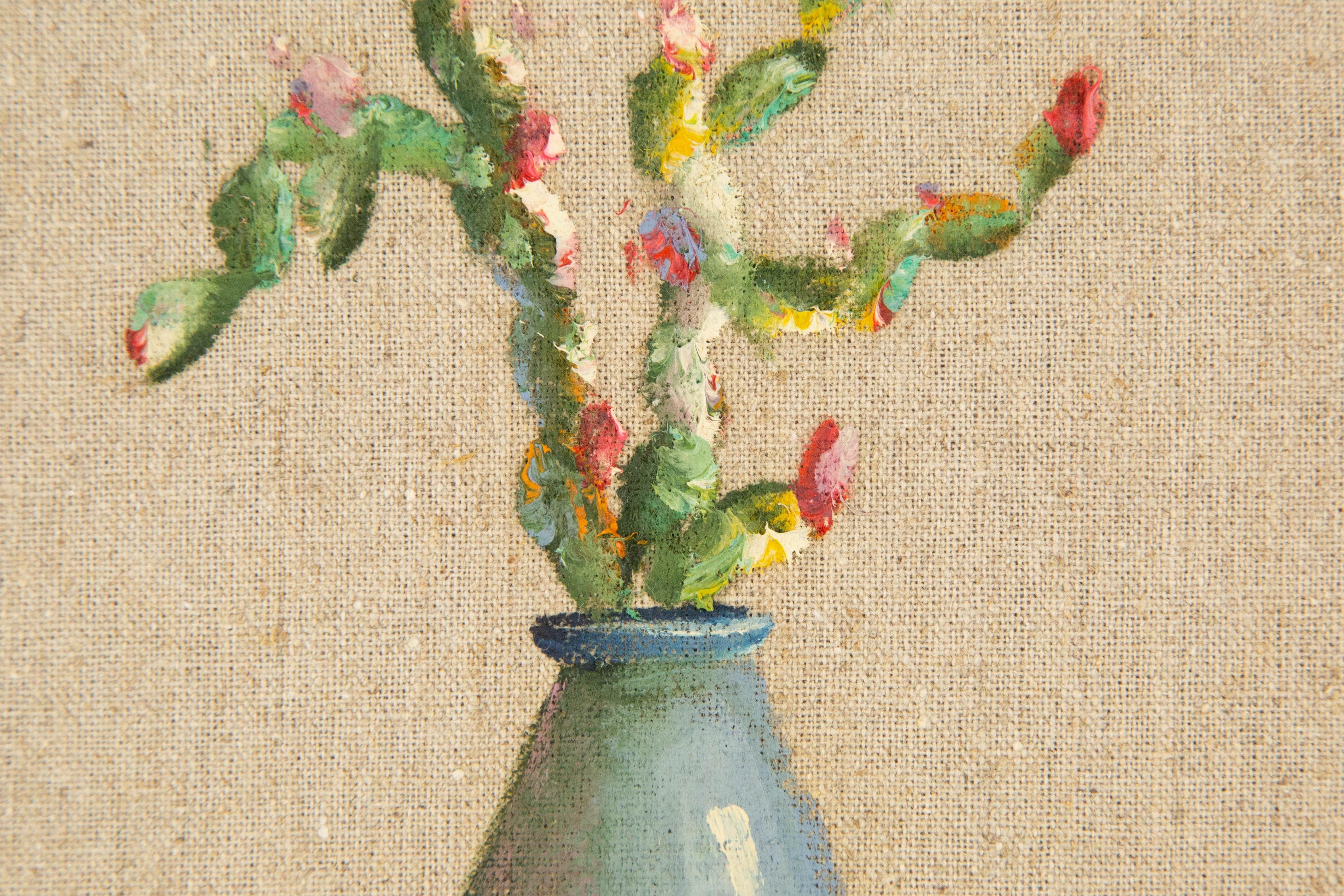 Rulin Xian Stillleben, Original, Ölgemälde auf Leinwand, „Mini-Blumenschmuck arrangement – Kakteen“ im Angebot 2