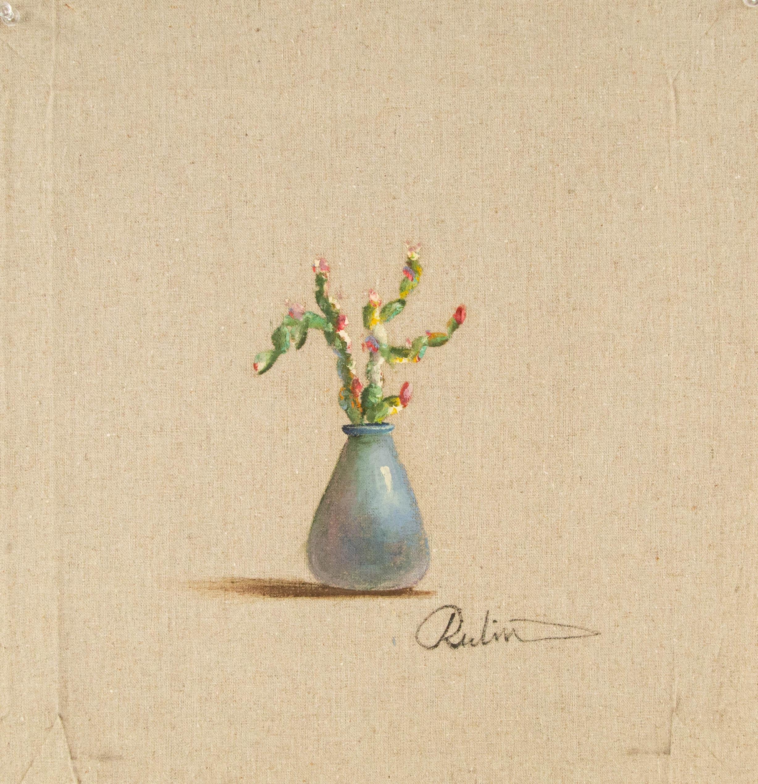 Rulin Xian Stillleben, Original, Ölgemälde auf Leinwand, „Mini-Blumenschmuck arrangement – Kakteen“ im Angebot 6