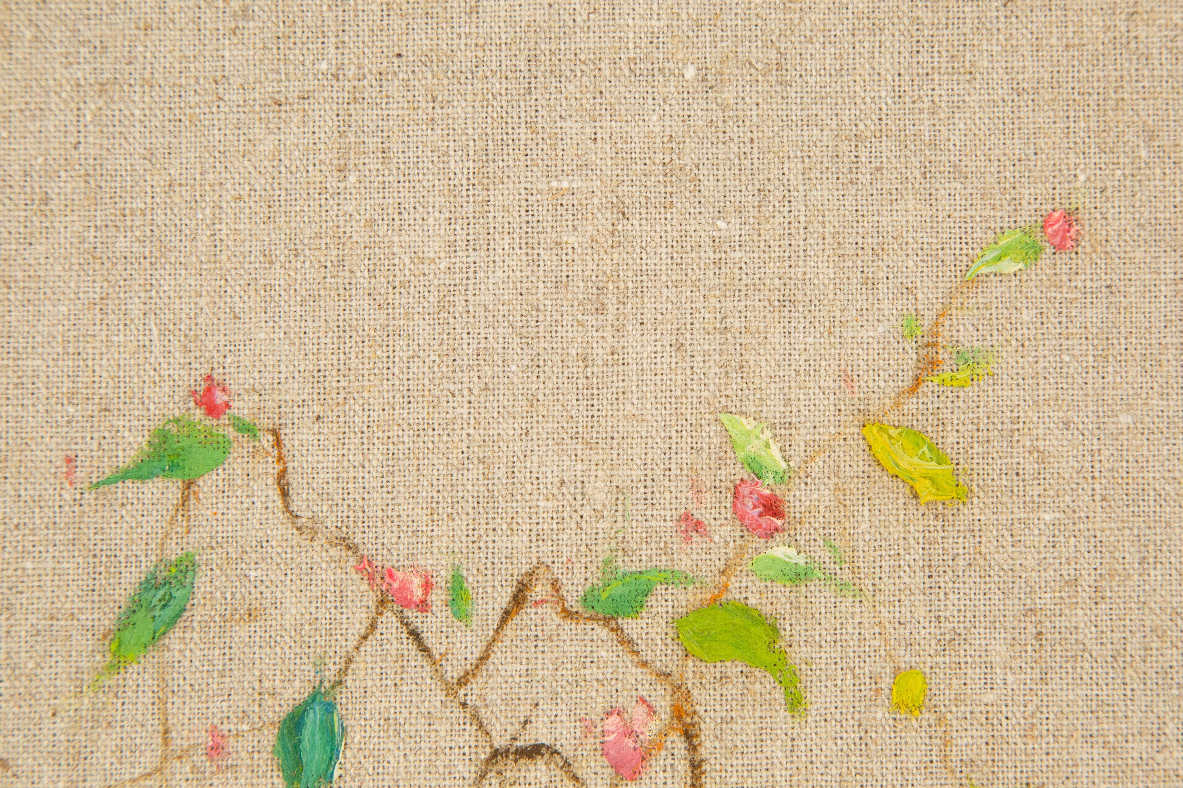 Rulin Xian Stillleben, Original, Öl auf Leinwand, „Mini-Blumenschmuckserie II“, Rulin Xian im Angebot 1