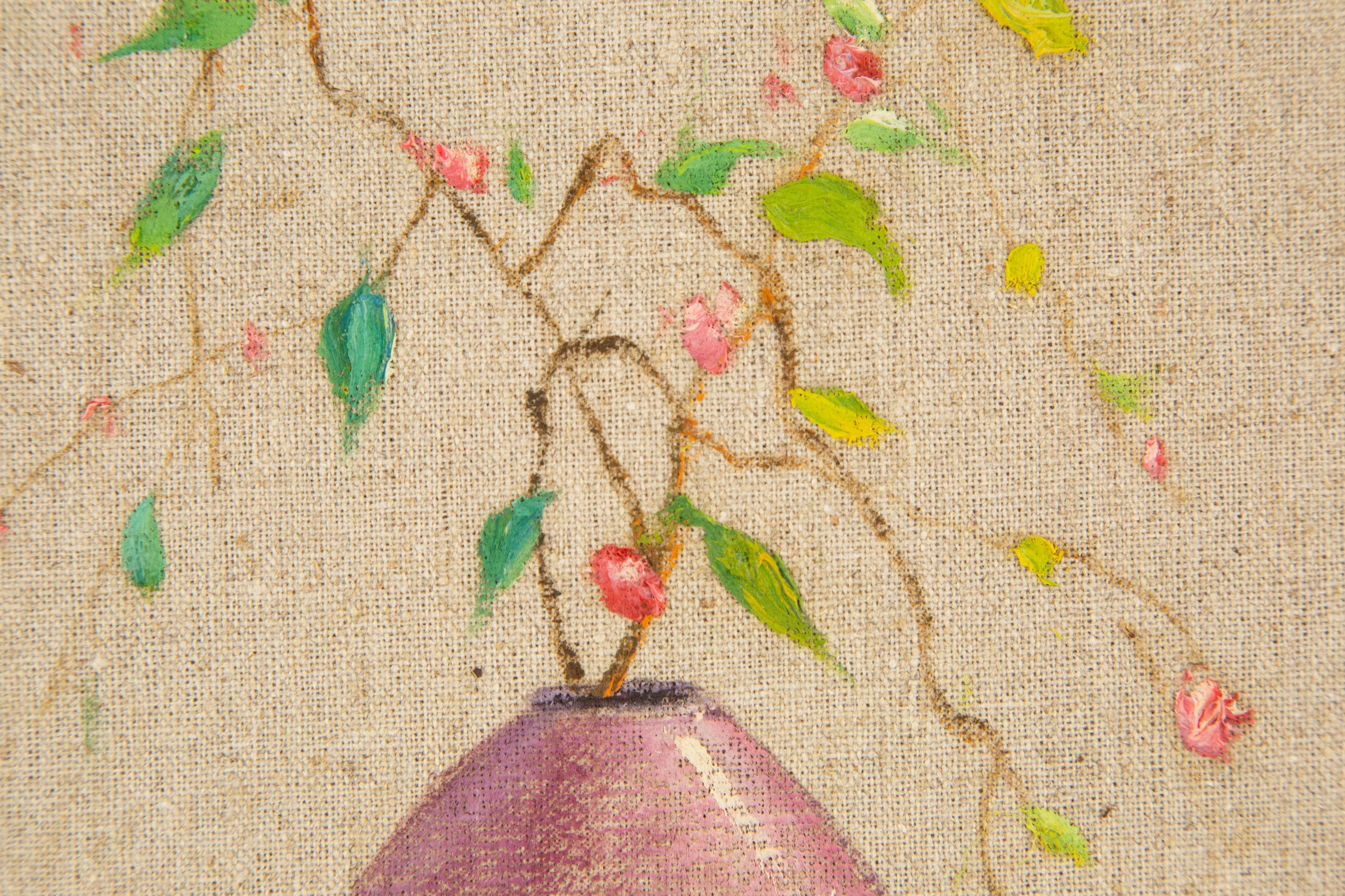Rulin Xian Stillleben, Original, Öl auf Leinwand, „Mini-Blumenschmuckserie II“, Rulin Xian im Angebot 2