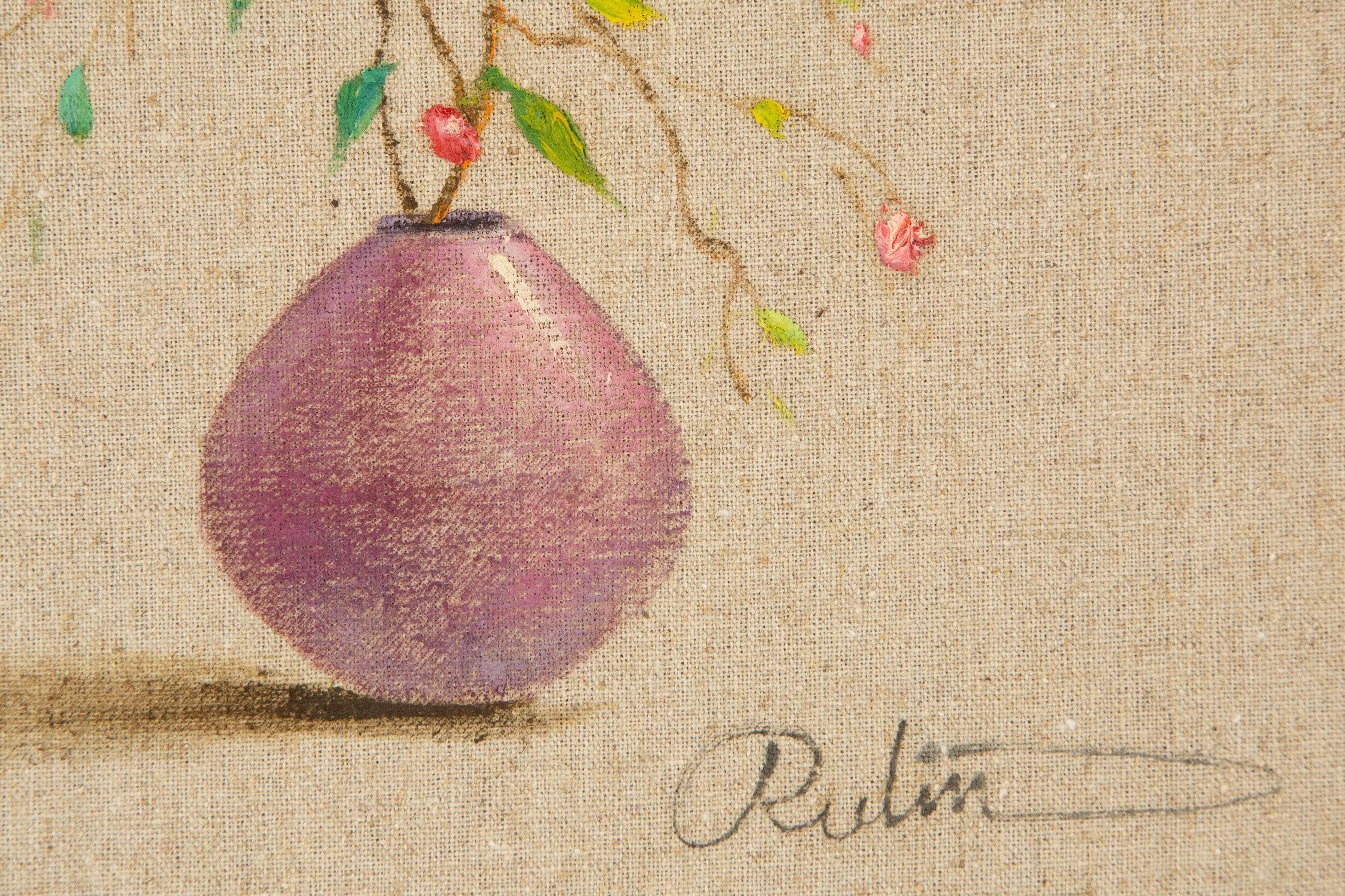 Rulin Xian Stillleben, Original, Öl auf Leinwand, „Mini-Blumenschmuckserie II“, Rulin Xian im Angebot 4