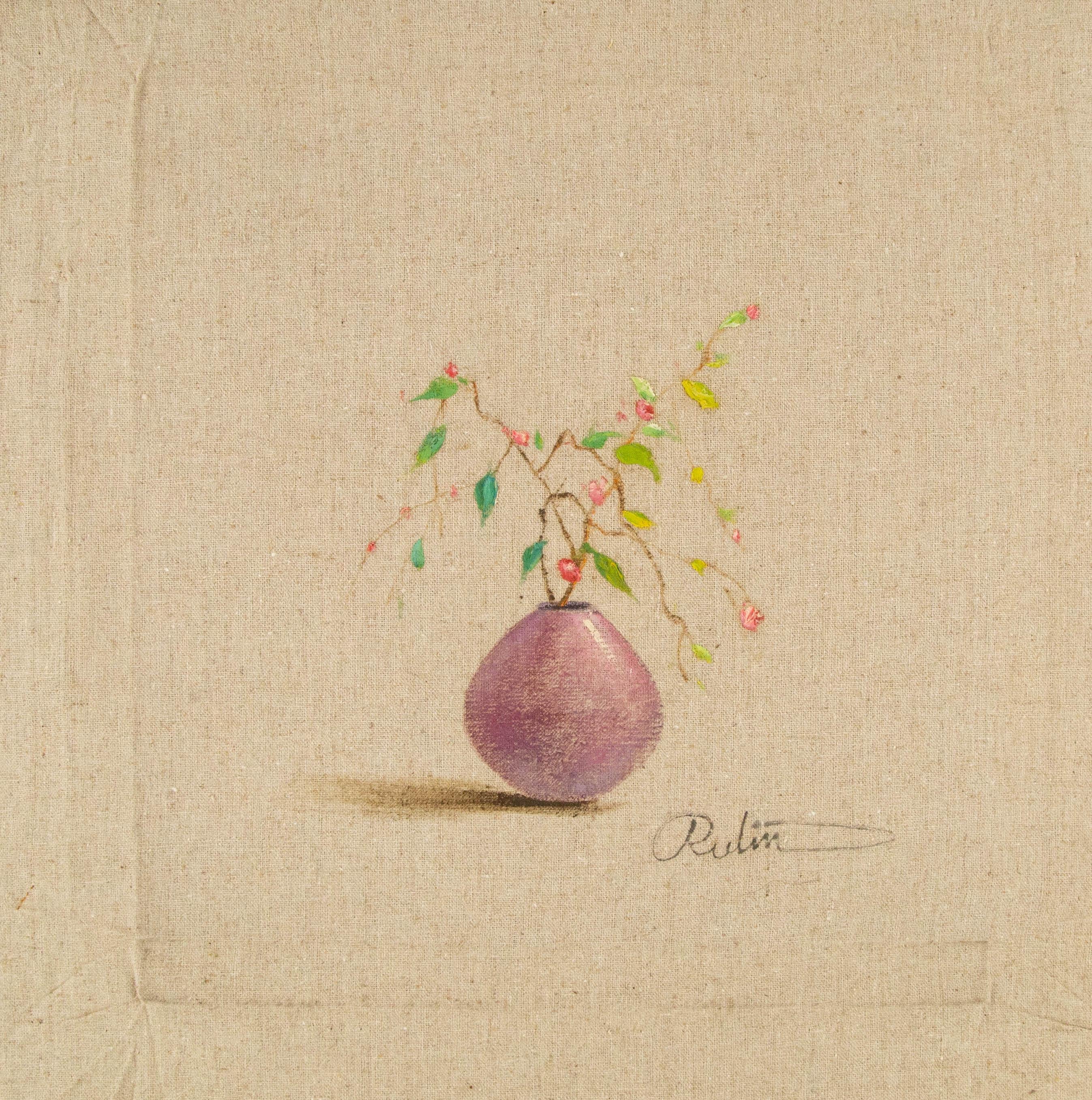 Rulin Xian Stillleben, Original, Öl auf Leinwand, „Mini-Blumenschmuckserie II“, Rulin Xian im Angebot 6