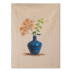 Rulin Xian Still Life Original Oil Painting "Blue Vase"