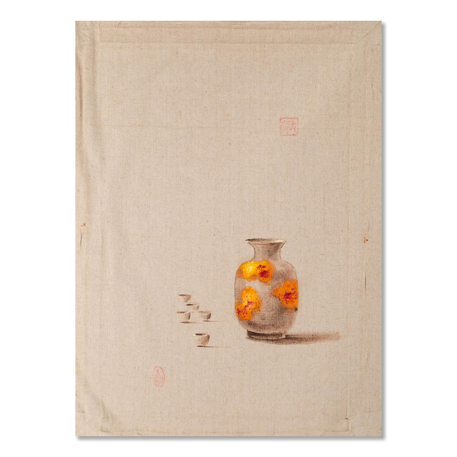Rulin Xian Stillleben, Original-Ölgemälde „Porzellan“ im Angebot 1