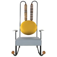 Rulla Rocking Chair, Iron Frame and Mixed Leather Upholstery by Mario Milana