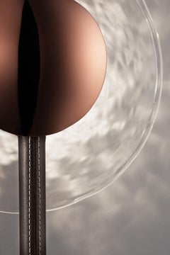 Rullo, LED Wall Lamp Consisting of a Coated Brass Stem and Trasparent Glass Disc