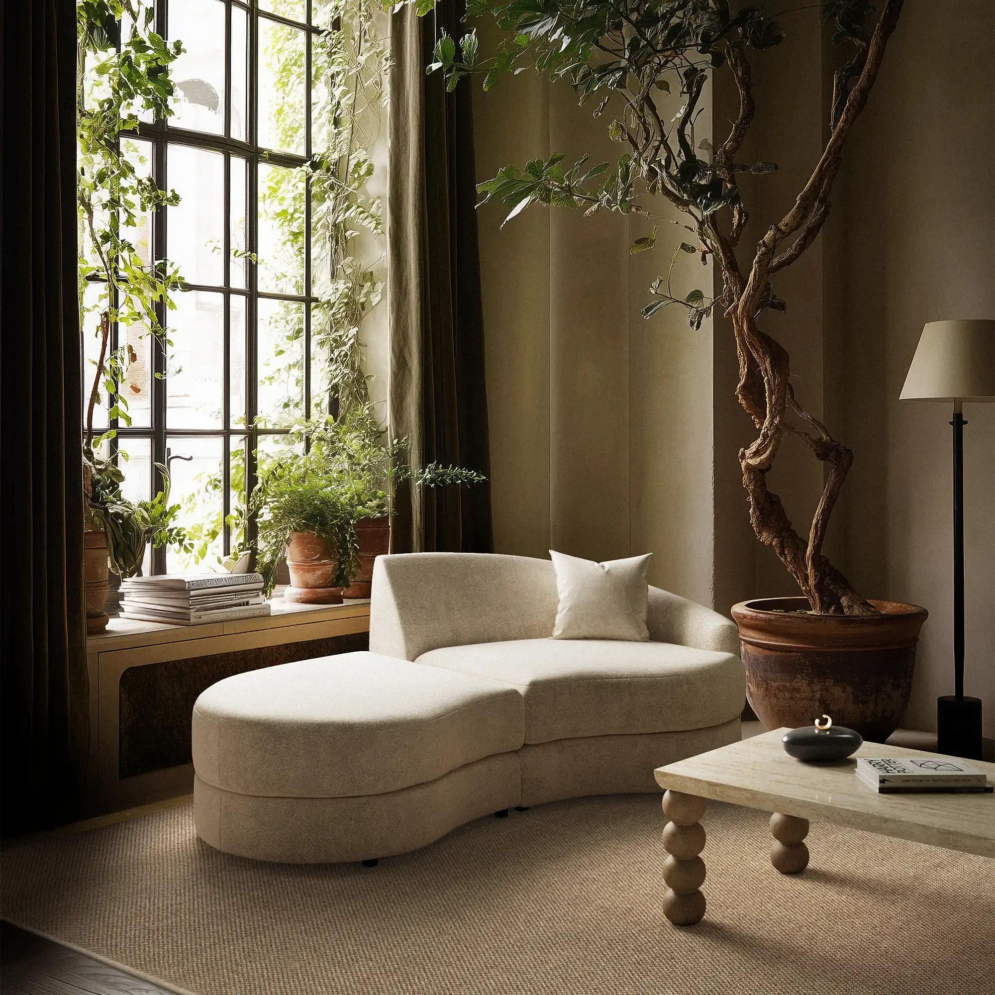 Inspirée de l'éthique du modernisme organique du milieu du siècle, la Collection Sal incarne le génie curviligne de Kagan, Royère et Noguchi. Chaque module est sculpté, bas et matériellement ancré, invitant à une reconfiguration personnelle. Le