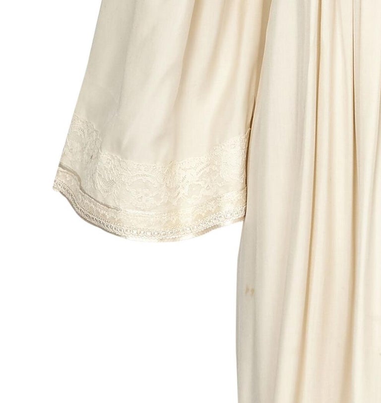 Rumak And Sample 1970s Silk Ivory Smock Dress With Butterfly Embroidery ...