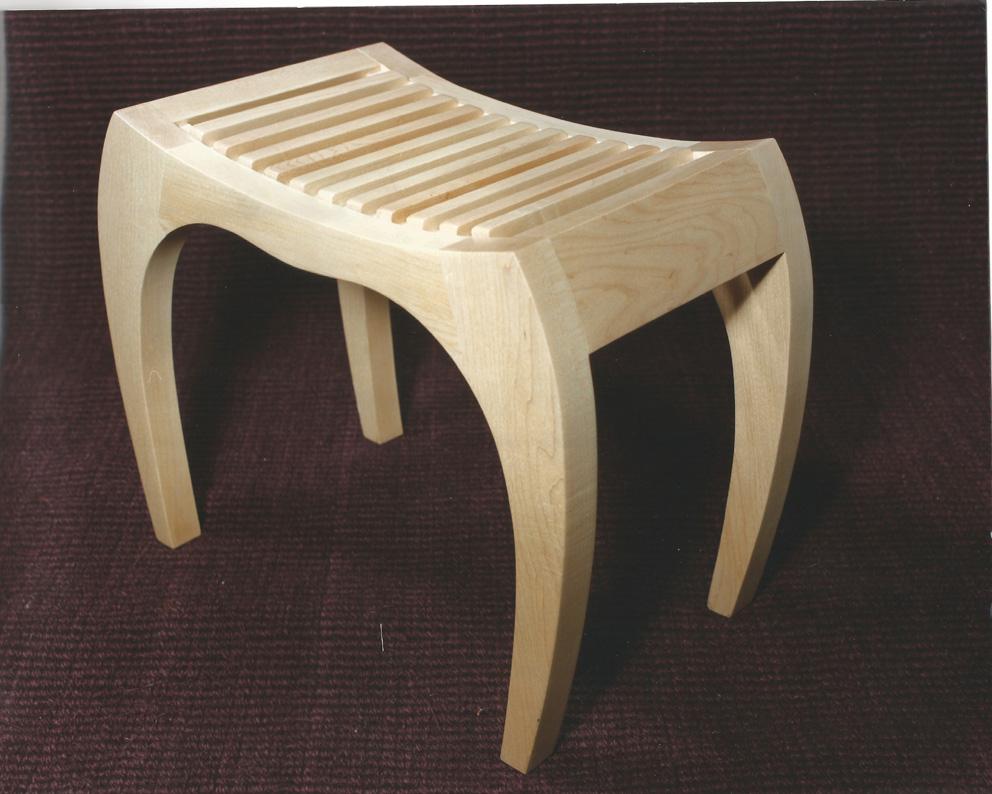 Rumbo stool by Jean-Baptiste Van den Heede
Signed and numbered
Dimensions: L 45 x W 31 x H 40 cm
Materials: Maple wood

Also available in solid cherrywood and other woods on demand.

The RUMBO stool is a unique, limited series design and each piece