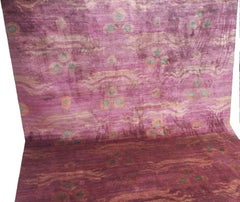 Custom Pink Fuchsia Chinese Design Hand-knotted Natural Silk Rug and Pad