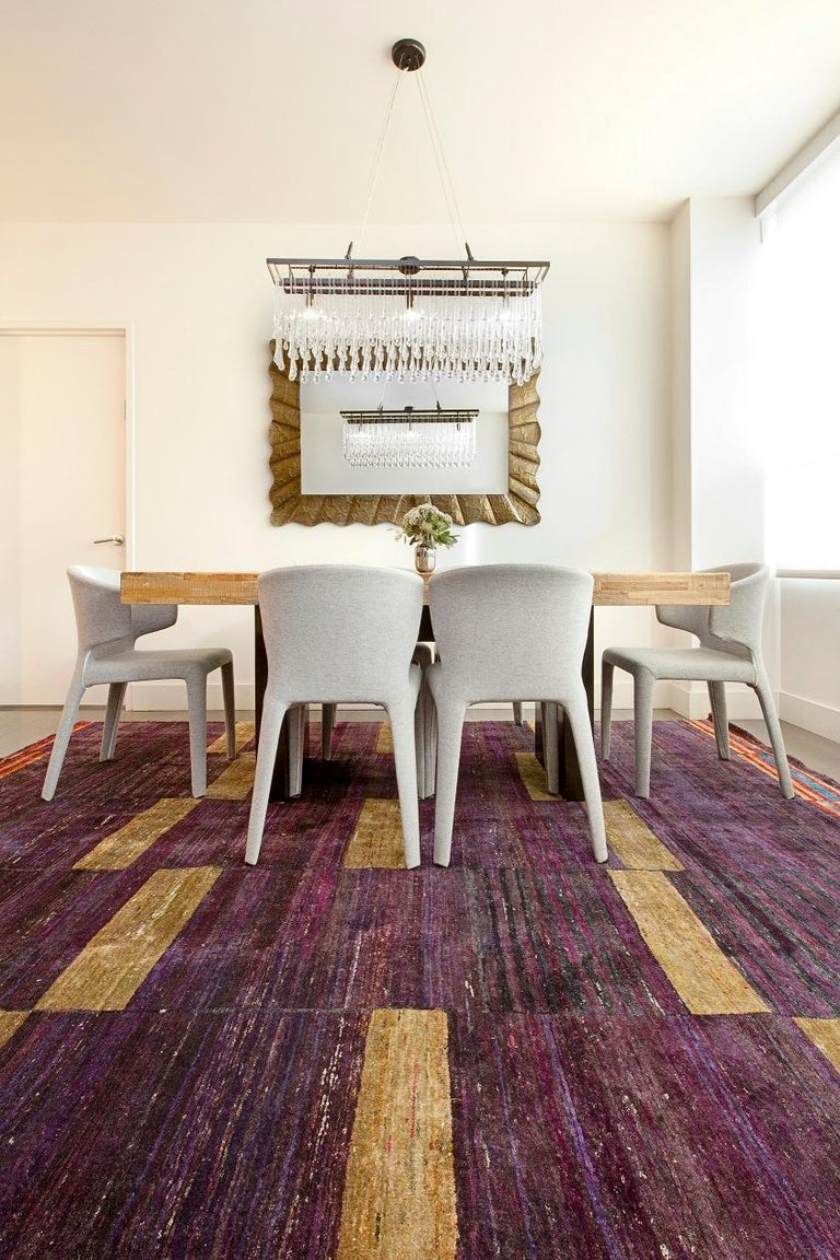 Purple and Gold Modern Handknotted Natural Silk Rug in Stock For Sale at 1stDibs purple and