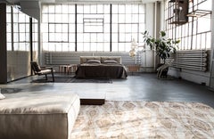 Beige Champagne Rust Olive Repurposed Silk Ikat Transitional Rug in Stock