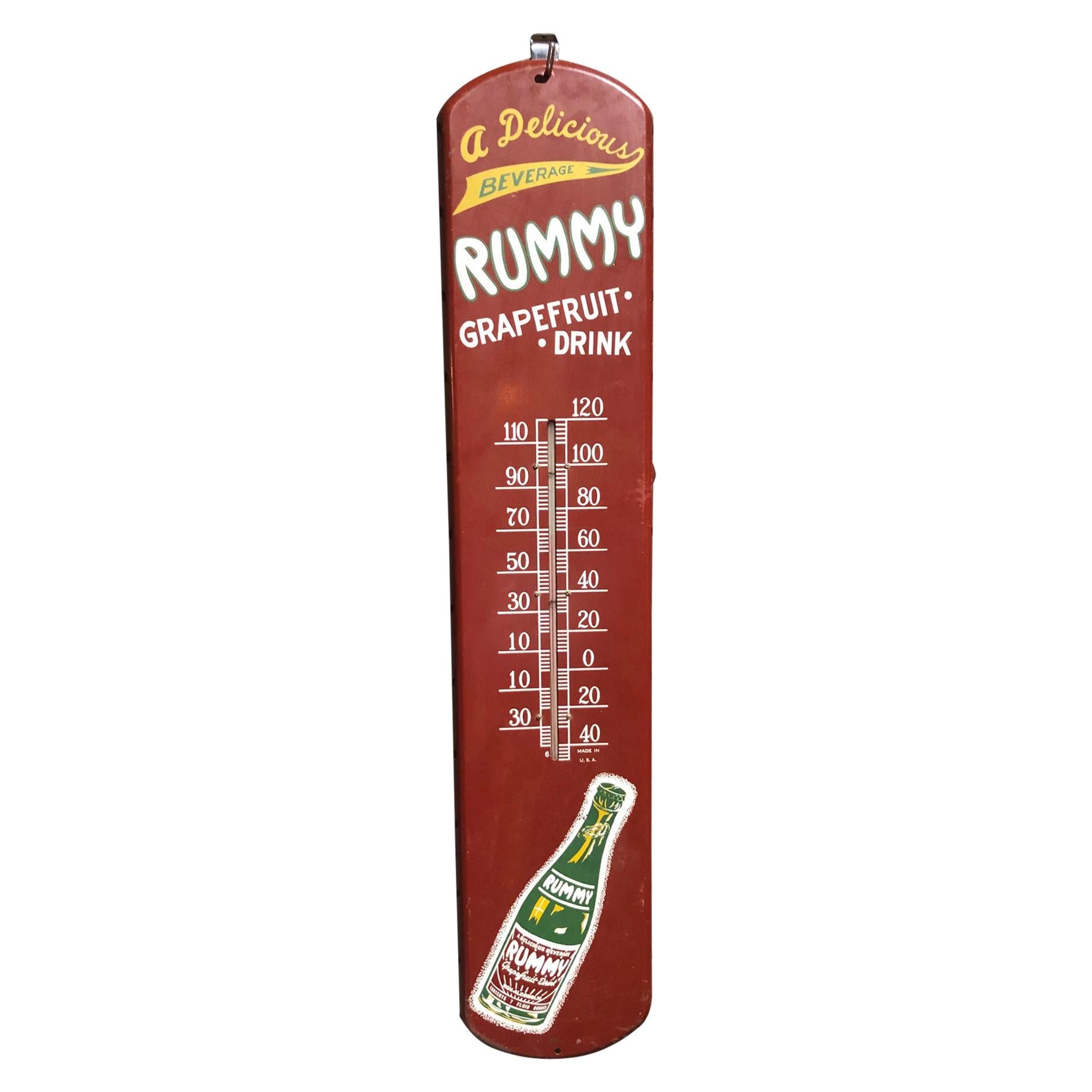Rummy Grapefruit Soda Advertising Tin Thermometer Sign