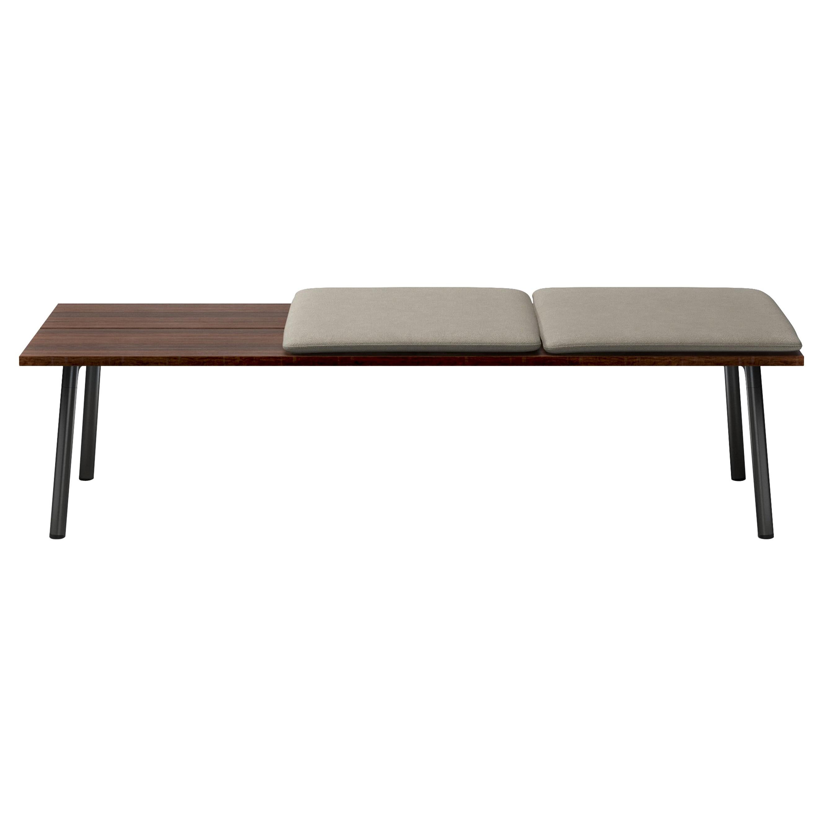 Run Daybed 72" Kvadrat Hallingdal 200 Fabric With Walnut Top And Black Aluminum  For Sale