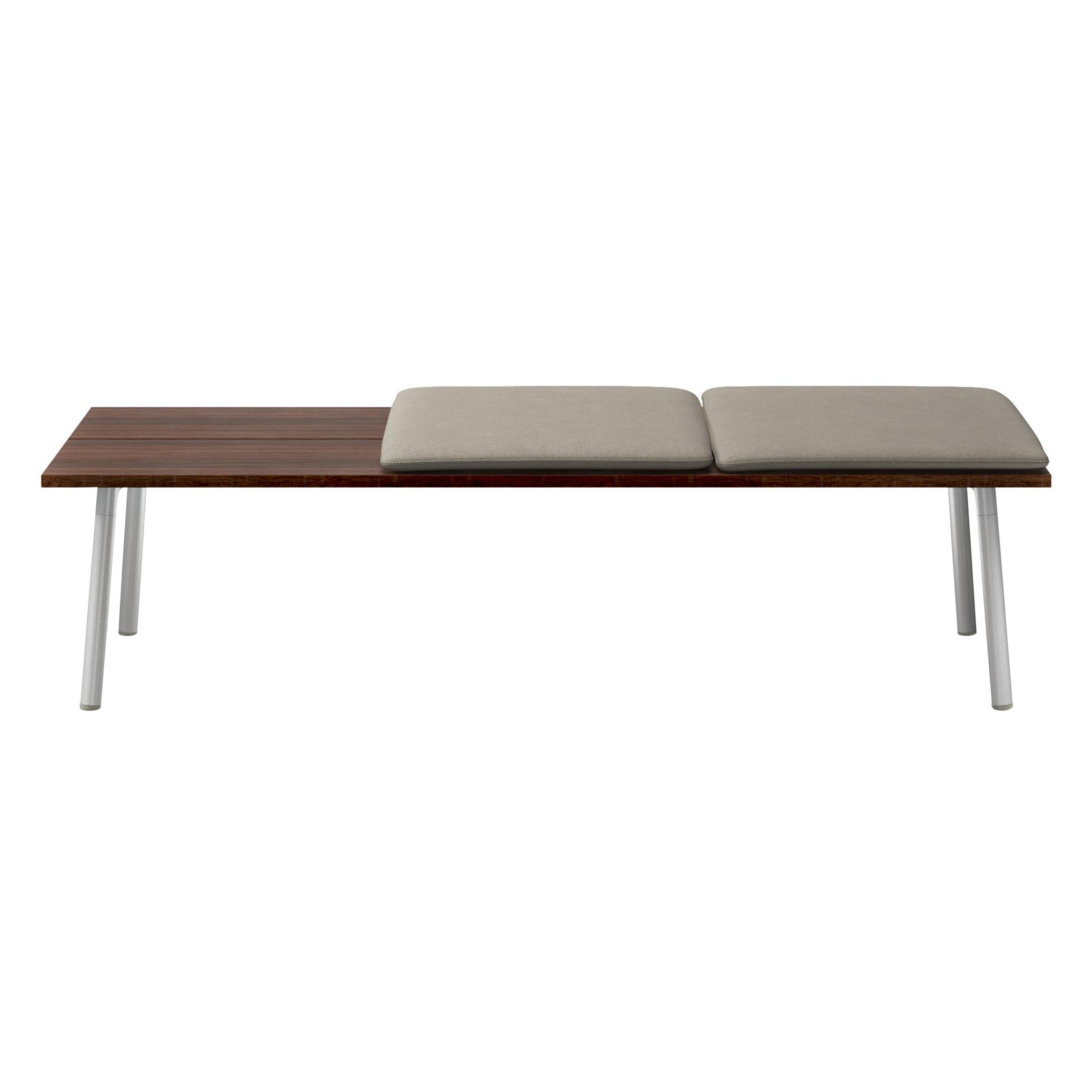 Run Daybed 72" Kvadrat Hallingdal 200 Fabric With Walnut Top And Clear Aluminum  For Sale