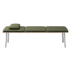 Run Daybed 72" Outdoor Sunbrella Heritage Leaf Fabric With Accoya Top And Clear