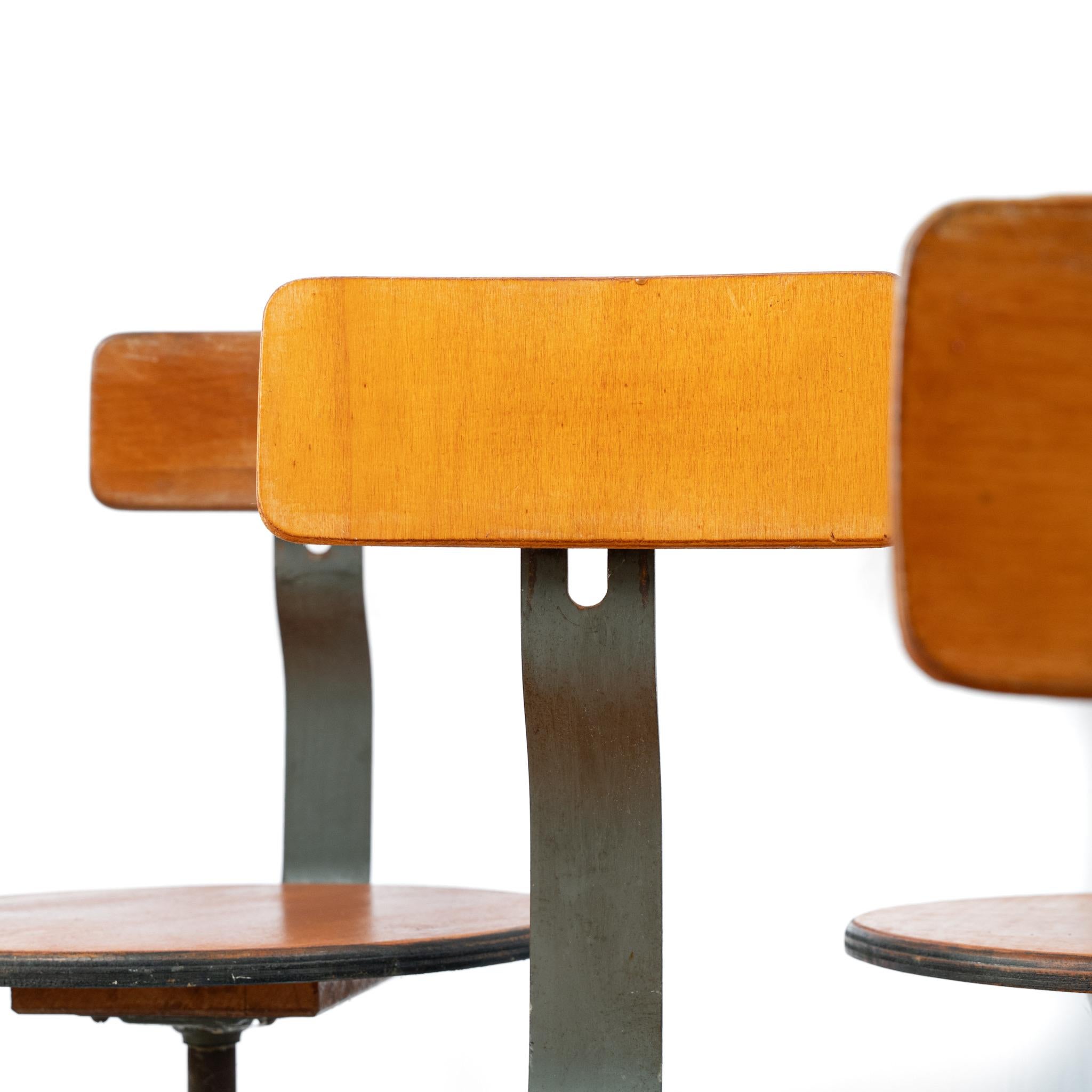 Steel Run of 6 Singer Machinist Chairs For Sale