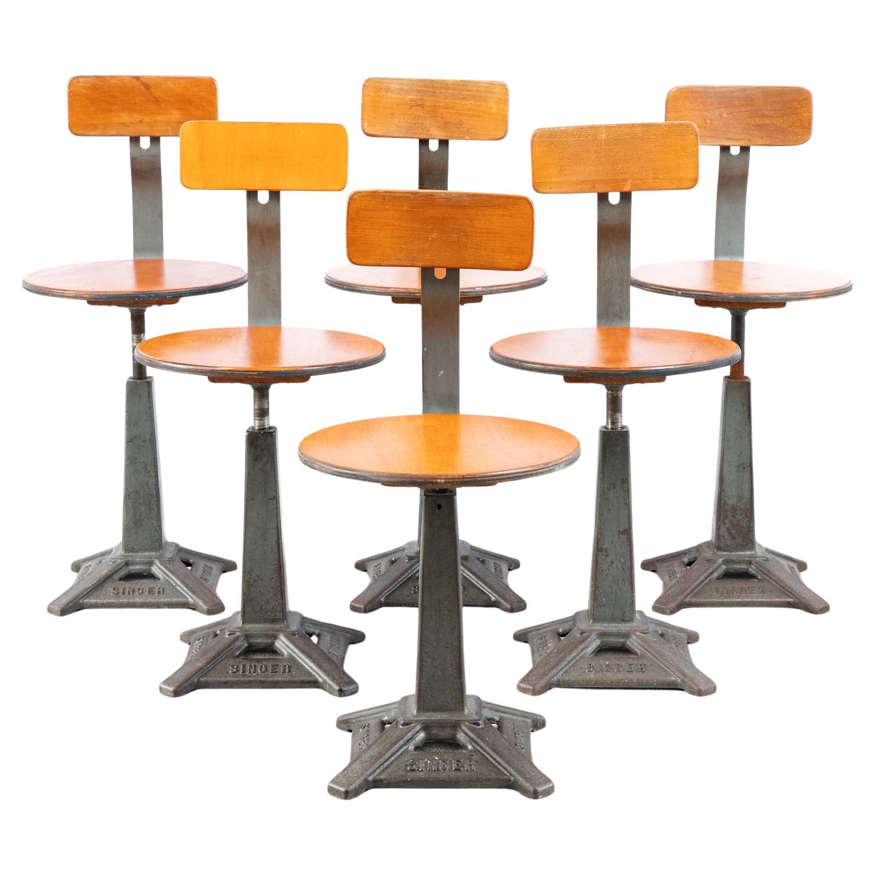 Run of 6 Singer Machinist Chairs For Sale