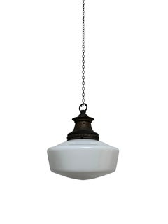 Run Set Antique Vintage Church's Satin Opaline Milk Glass Pendants de Plafond Lights