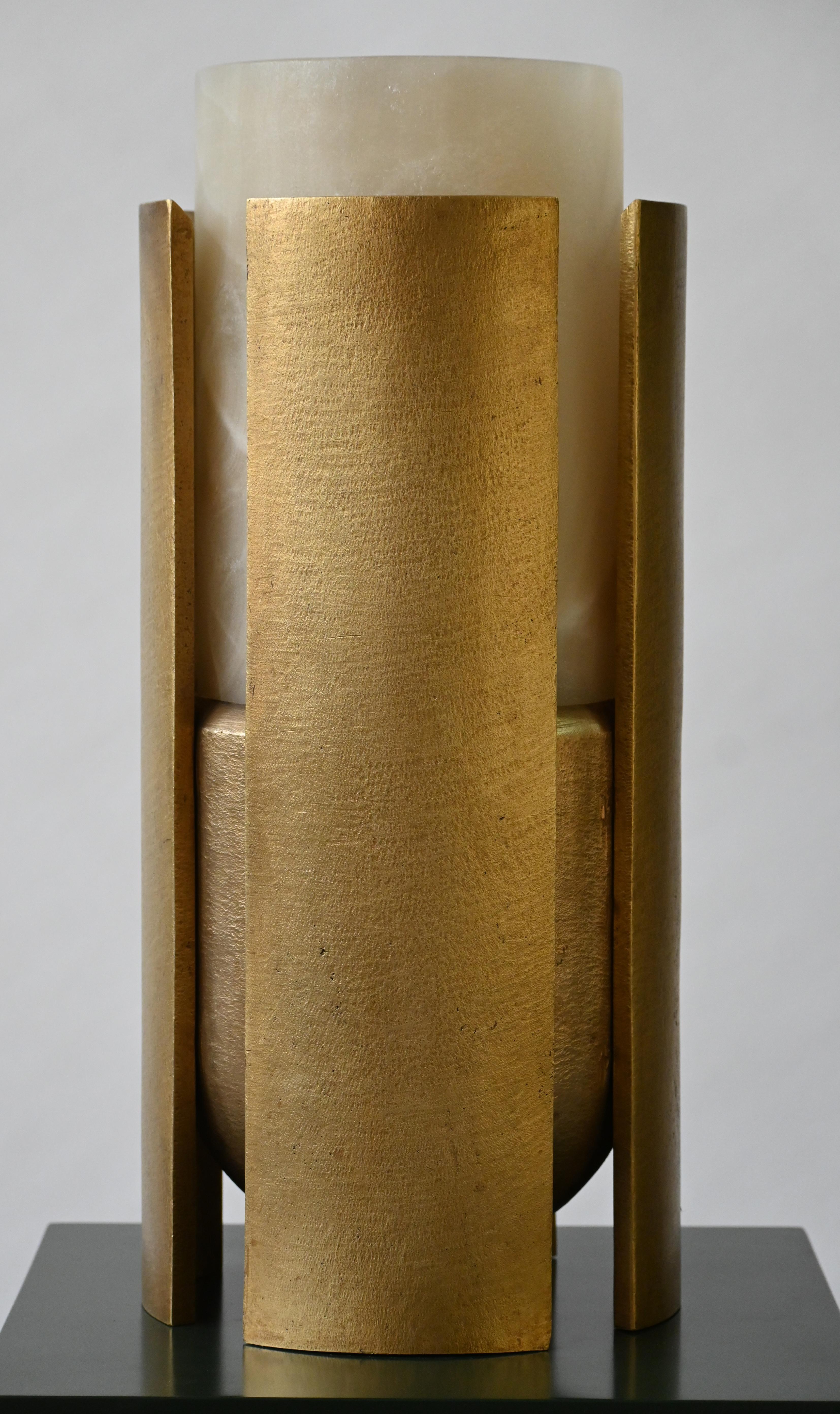 Minimalist Casted Bronze and San Luis Onyx Runa Bronze Vase by Deceres Studio For Sale