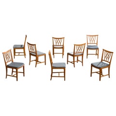 Runar Engblom, Dining Room Chairs, Birch, Velvet, Sweden, 1940s