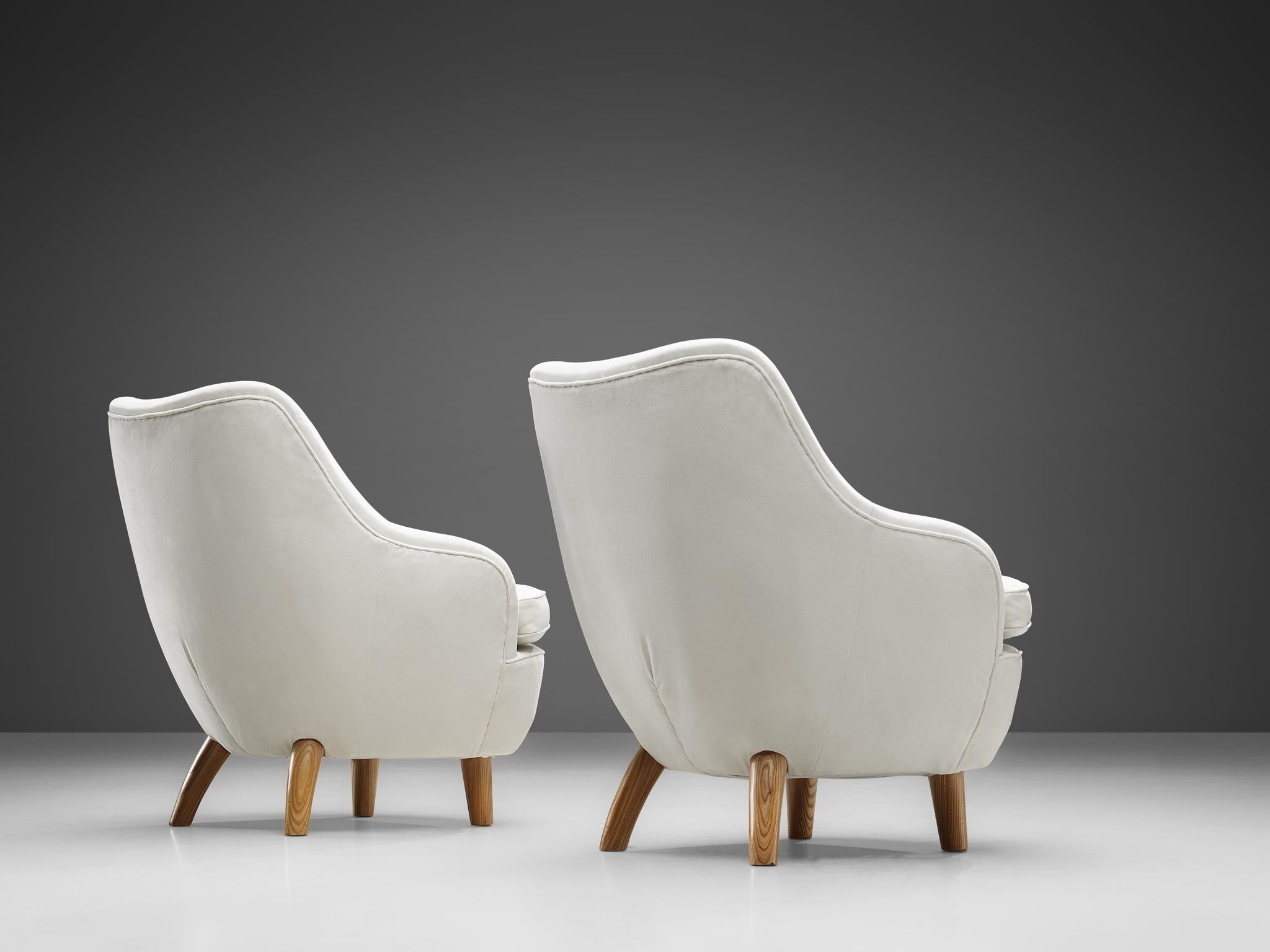 Runar Engblom Pair of Armchairs in Ivory White Ultrasuede 2