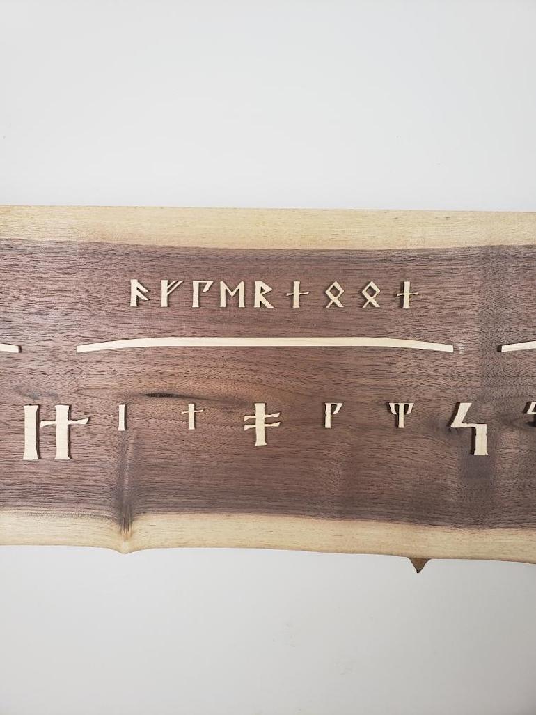 American Runic: 3-Foot Walnut and Maple Linear Clock 