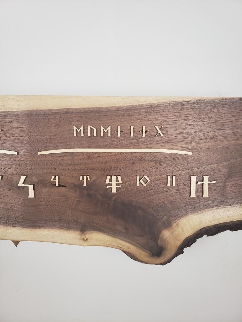 Hand-Crafted Runic: 3-Foot Walnut and Maple Linear Clock 