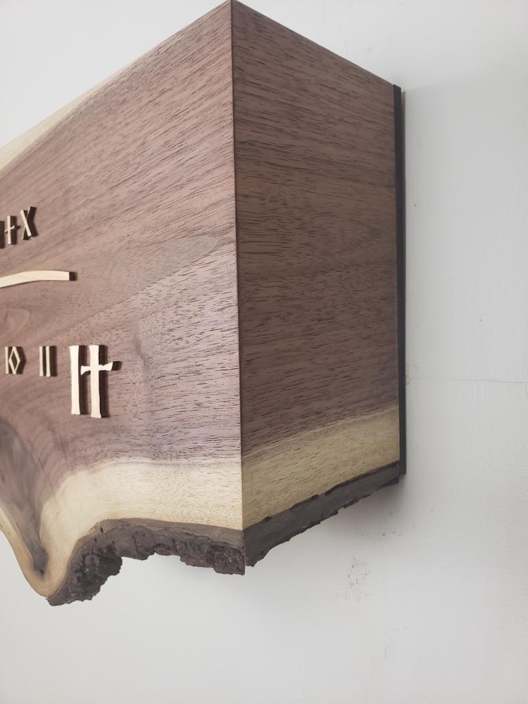 Contemporary Runic: 3-Foot Walnut and Maple Linear Clock 