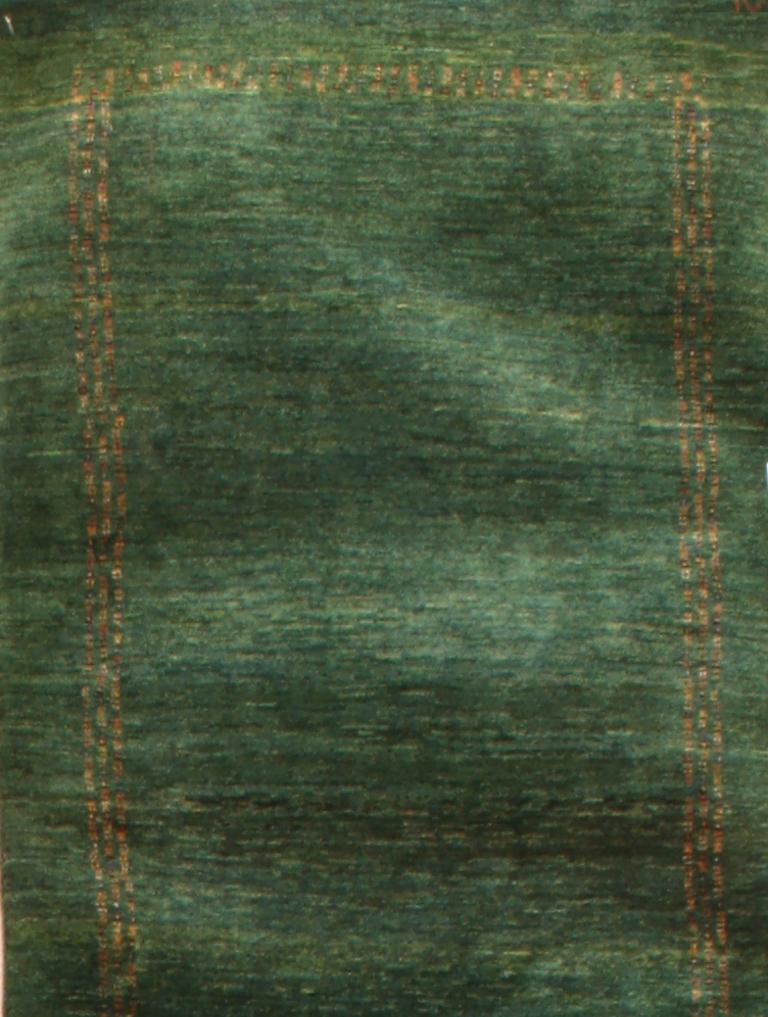 Runner, Emerald Green Contemporary Tribal Design Gabbeh Persian Wool