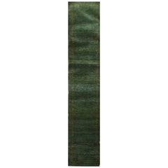 Runner, Emerald Green Contemporary Tribal Design Gabbeh Persian Wool Rug