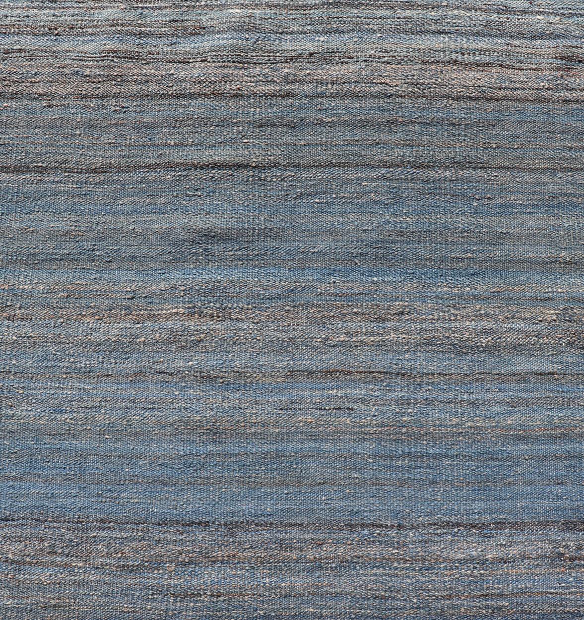 Runner Flat-Weave in Modern design in Shades of Blue, Green and Taupe For Sale 3