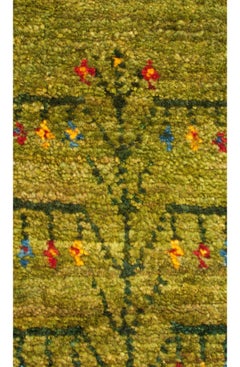 Runner Spring Green Contemporary Gabbeh Persian Wool Rug