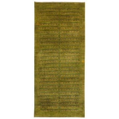 Runner Spring Green Contemporary Gabbeh Persian Wool Rug