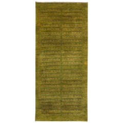 Runner Spring Green Contemporary Gabbeh Persian Wool Rug