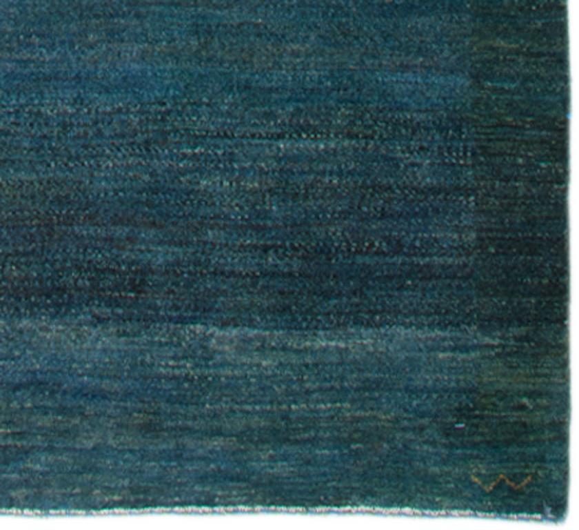 Tribal Runner Teal Blue Contemporary Gabbeh Persian Wool Rug 