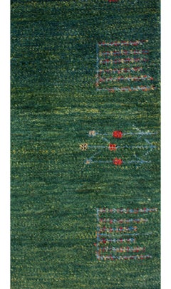 Runner Fresh Green Contemporary Gabbeh Persian Wool Rug