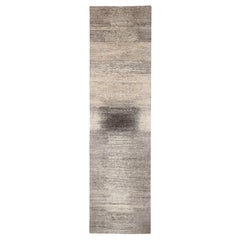 Runner, Gray and Sepia Contemporary Gabbeh Style Persian Wool Rug