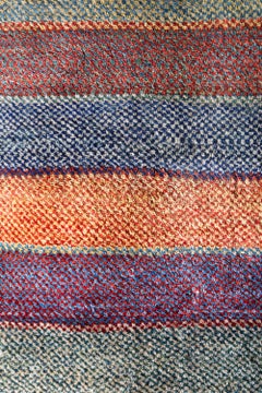 Runner, Multi-Color Striped Contemporary Tribal Design Gabbeh Persian Wool Rug