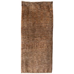 Runner, Neutral and Brown Mosaic Contemporary Gabbeh Persian Wool Rug