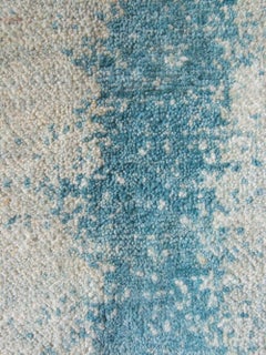 Runner, Neutral and Soft Blue Contemporary Gabbeh Style Persian Wool Rug
