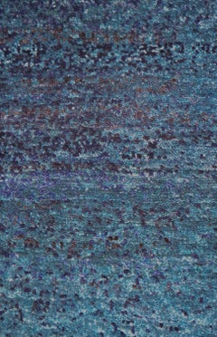 Runner, Pale and Dark Blue Abstract Contemporary Gabbeh Style Persian Wool Rug