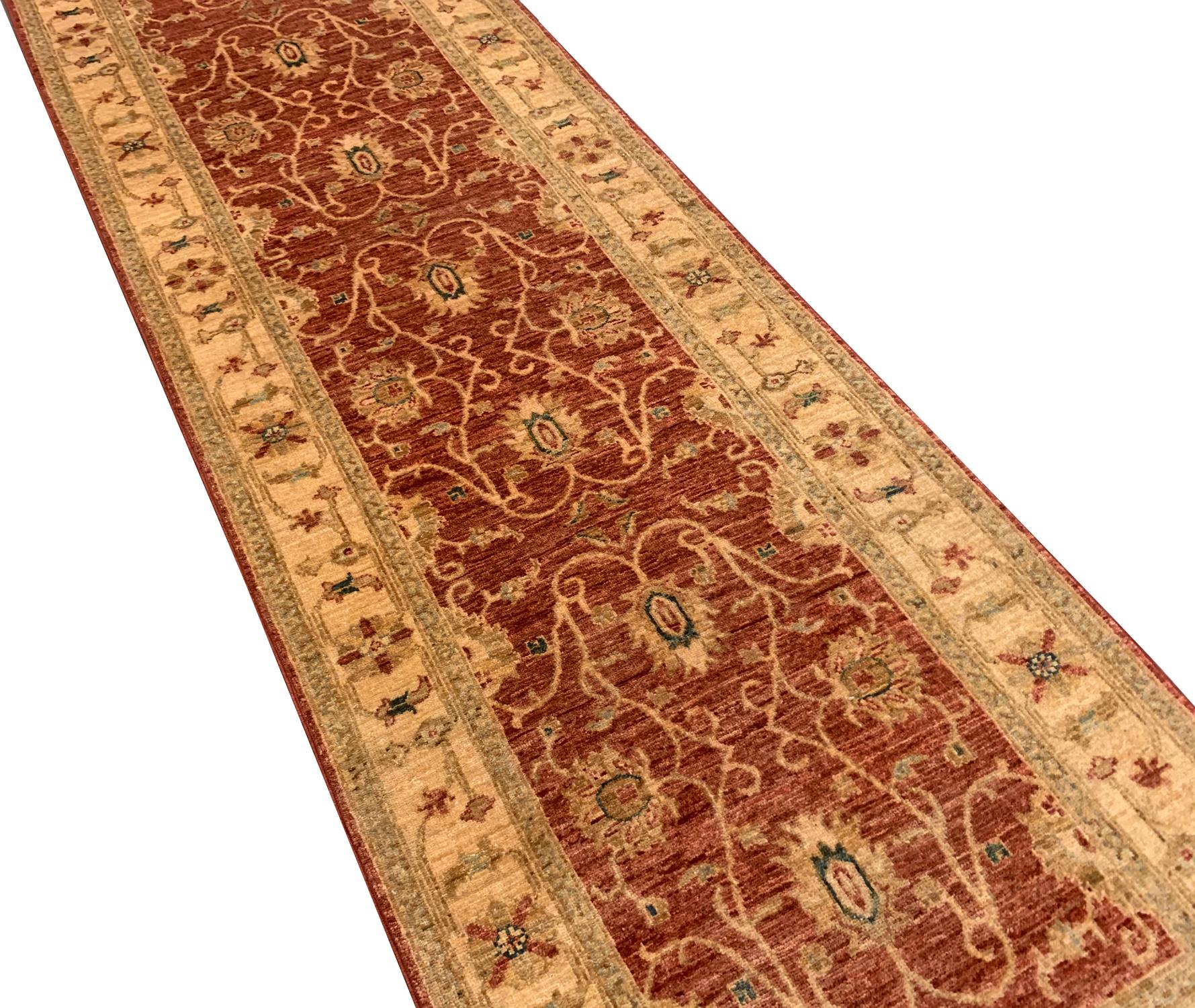 Hollywood Regency Runner Rug Wine Red Ziegler Carpet Traditional Handwoven Runner Rug For Sale